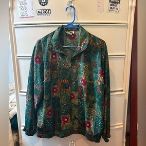 Teddi Vintage 80s Colorful Patterned Bomber Jacket